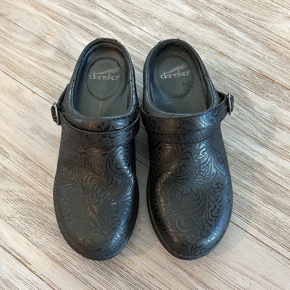 Dansko Allison Clog Black Leather Upper Mary Jane - Picture 2 of 8